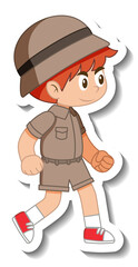 Little boy scout cartoon character sticker
