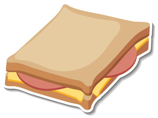 Ham cheese sandwich sticker on white background