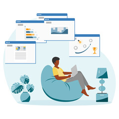 Obraz premium Remote Work Freelance Studying People Home Covid19