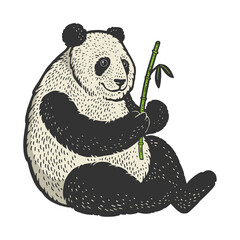 Panda bear sketch raster illustration