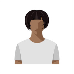 A young woman in a white T-shirt, a color portrait in a flat style, an icon, a female avatar. Vector isolated illustration