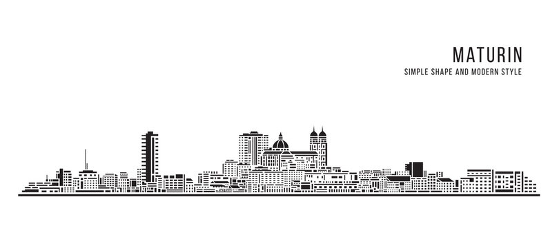 Cityscape Building Abstract Simple shape and modern style art Vector design - Maturin city
