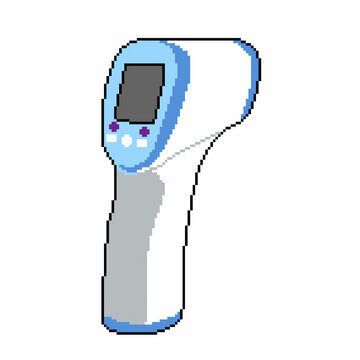 recommend clip art: infrared non-contact thermometer. pixel art drawing, the concept of checking the symptoms of coronavirus and medical care.
