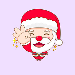 Cute Santa Claus showing OK hand sign chibi cartoon character illustration