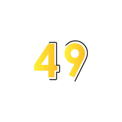 49 th anniversary event party. Vector illustration. numbers template for Celebrating.