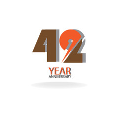 42 th anniversary event party. Vector illustration. numbers template for Celebrating.