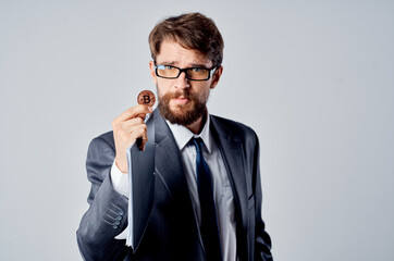 bearded man internet technology commerce bitcoin mining isolated background
