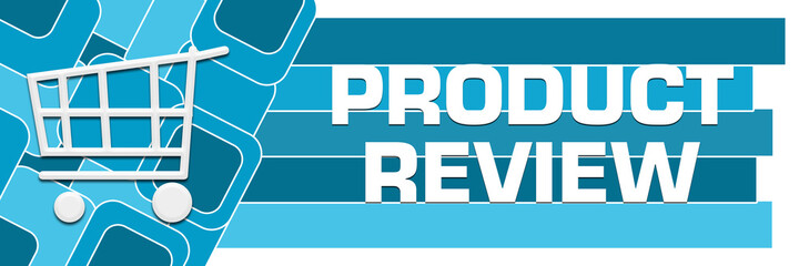 Product Review Blue Squares Stripes Symbol Text Horizontal 