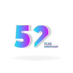 52 th anniversary event party. Vector illustration. numbers template for Celebrating.
