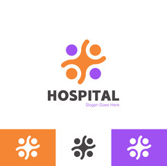 Medical cross family care love pharmacy lab laboratory logo design template vector illustrator