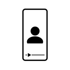 The human icon on the phone. Live stream, video, webinar icon vector illustration