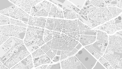 White and light grey Sofia City area vector background map, streets and water cartography illustration.