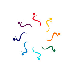 People Together Team, Teamwork, People Connected Sign, Symbol, Logo isolated on White