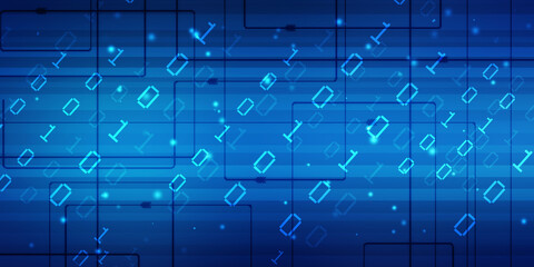 2d illustration abstract digital binary data on computer screen
