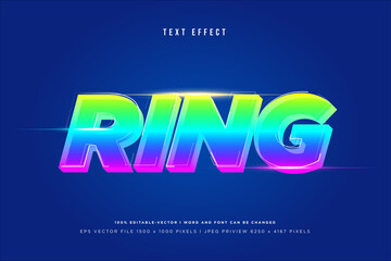 Ring 3d text effect on blue background