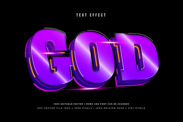 God 3d text effect on black background