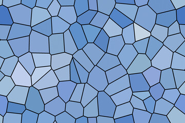 blue, gradient, bright abstract mosaic, seamless pattern. For the design and decoration of the background. Infinite texture. Fragments of ceramic tiles. Colorful Broken trencadice Tiles