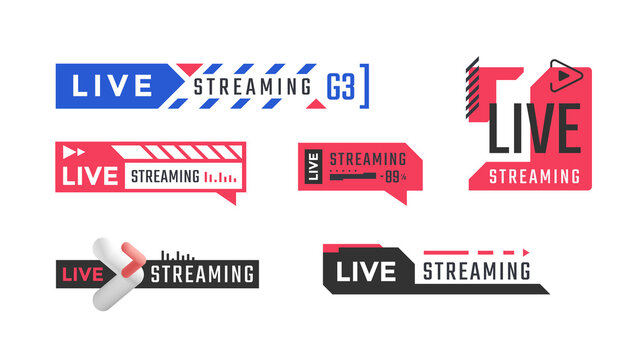 Live streaming vector emblem or icon for news, TV, and online broadcasting.