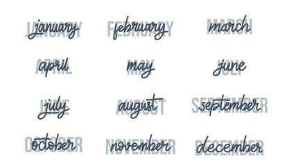 Month 12 hand drawing with text font  design, isolated on a white background , Flat cartoon flat style. illustration Vector EPS 10