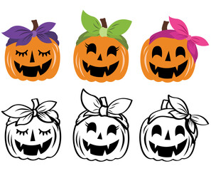 Cute Funny Pumpkin Headband Halloween Collection Set