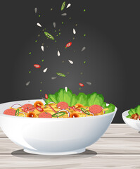 Falling seasonings on to the dish