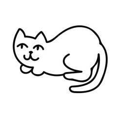 Vector cat for Halloween with black line on white background doodle style.Holiday,horror,scary illustration for all saints day hand drawn.Designs for invitations,social media,posters,packaging.