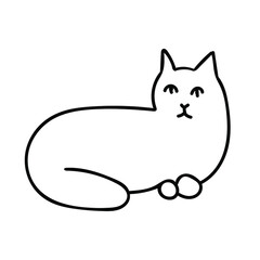 Vector cat for Halloween with black line on white background doodle style.Holiday,horror,scary illustration for all saints day hand drawn.Designs for invitations,social media,posters,packaging.