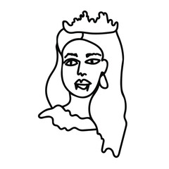 Vector vampire woman for Halloween with black line on white background doodle style.Holiday,horror,scary illustration for all saints day hand drawn.Designs for invitations,posters,packaging.