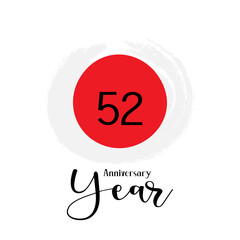 52 th anniversary event party. Vector illustration. numbers template for Celebrating.