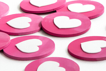 Pink Love Reaction Icons on White Background