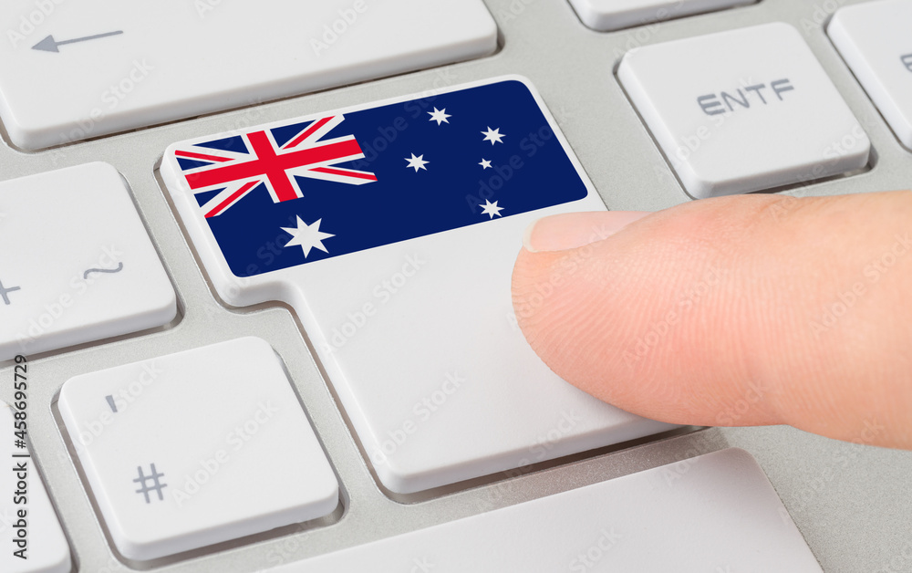 Wall mural a keyboard with a labeled button - flag of australia