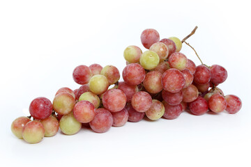 Red fresh grapes isolated on white background
