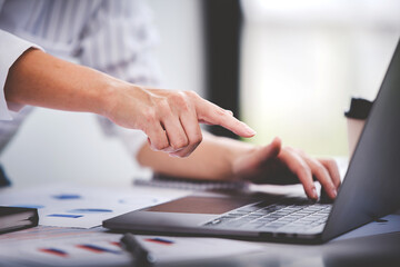 business woman work in the business office on the desk