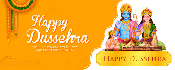 Happy Dussehra religious festival of India background - obrazy, fototapety, plakaty