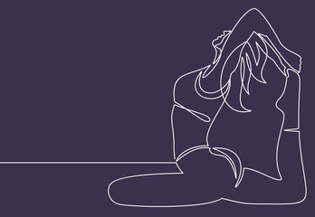 continuous line drawing of women fitness yoga concept vector health illustration