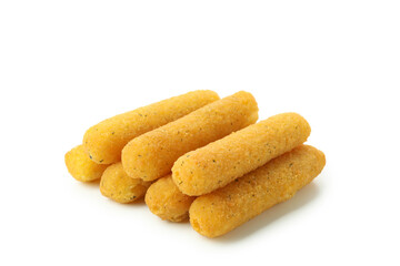 Fried cheese sticks isolated on white background