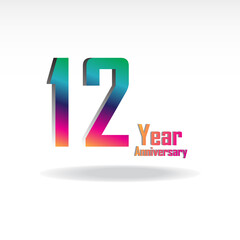 12th anniversary event party. Vector illustration. numbers template for Celebrating.
