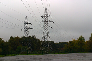 Power lines on the edge of the park