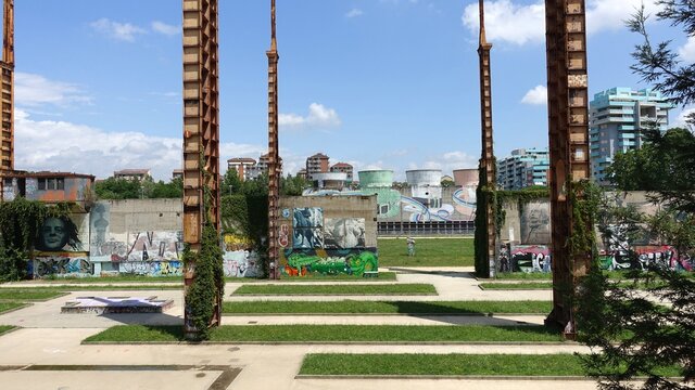 A daytime view of the Parco Dora. The public industrial park on the outskirts of Turin.