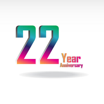 22 th anniversary event party. Vector illustration. numbers template for Celebrating.