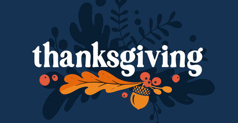 Happy thanksgiving day background with lettering and illustrations. - 458697989