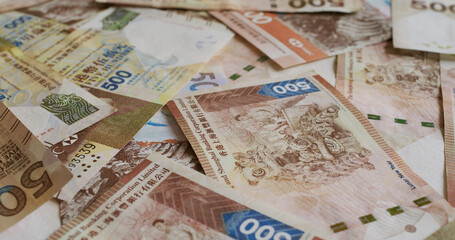 Stack of Hong Kong banknote, five hundred dollar