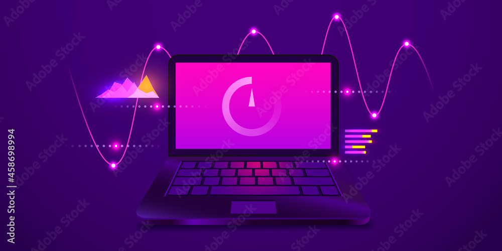 Wall mural online downloading and uploading speed test, website loading speed web template, internet speed chec