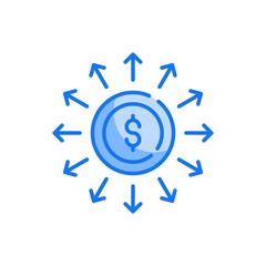 Market Expansion vector blue colours icon style illustration. EPS 10 file