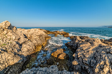 Rock and sea waves on Adriatic sea