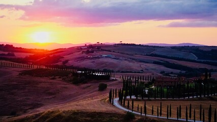 sunset in the mountains in italy