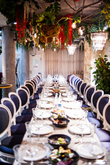 luxury tableware beautiful table setting in restaurant