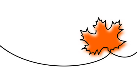 Red maple leaf drawn by single line.