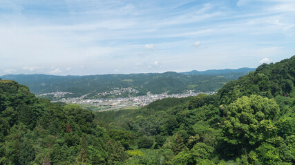 Fototapeta na wymiar Aerial view of Izunokuni town in Shizuoka prefecture, Chubu, Japan.