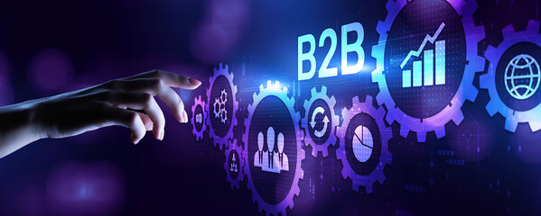 B2B Business-to-Business marketing strategy cooperation communication finance concept.